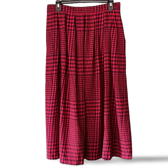 Liz Claiborne Red and navy Checkered A-Line Skirt - Picture 1 of 4